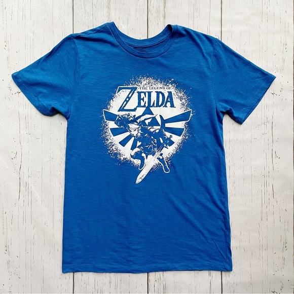 Nintendo Other - The Legend of Zelda Link Mens Blue & White Stretch Graphic T-shirt Size Small